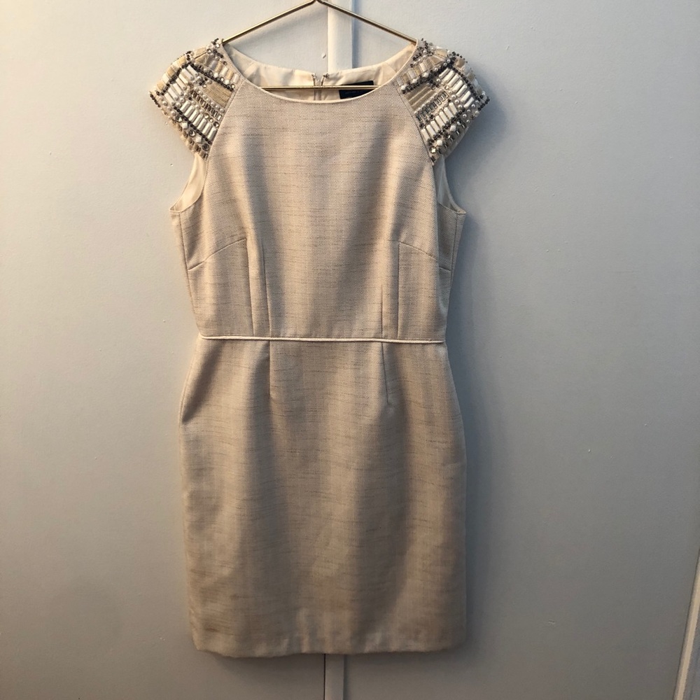 Linen Tahari Dress with embellished sleeves!